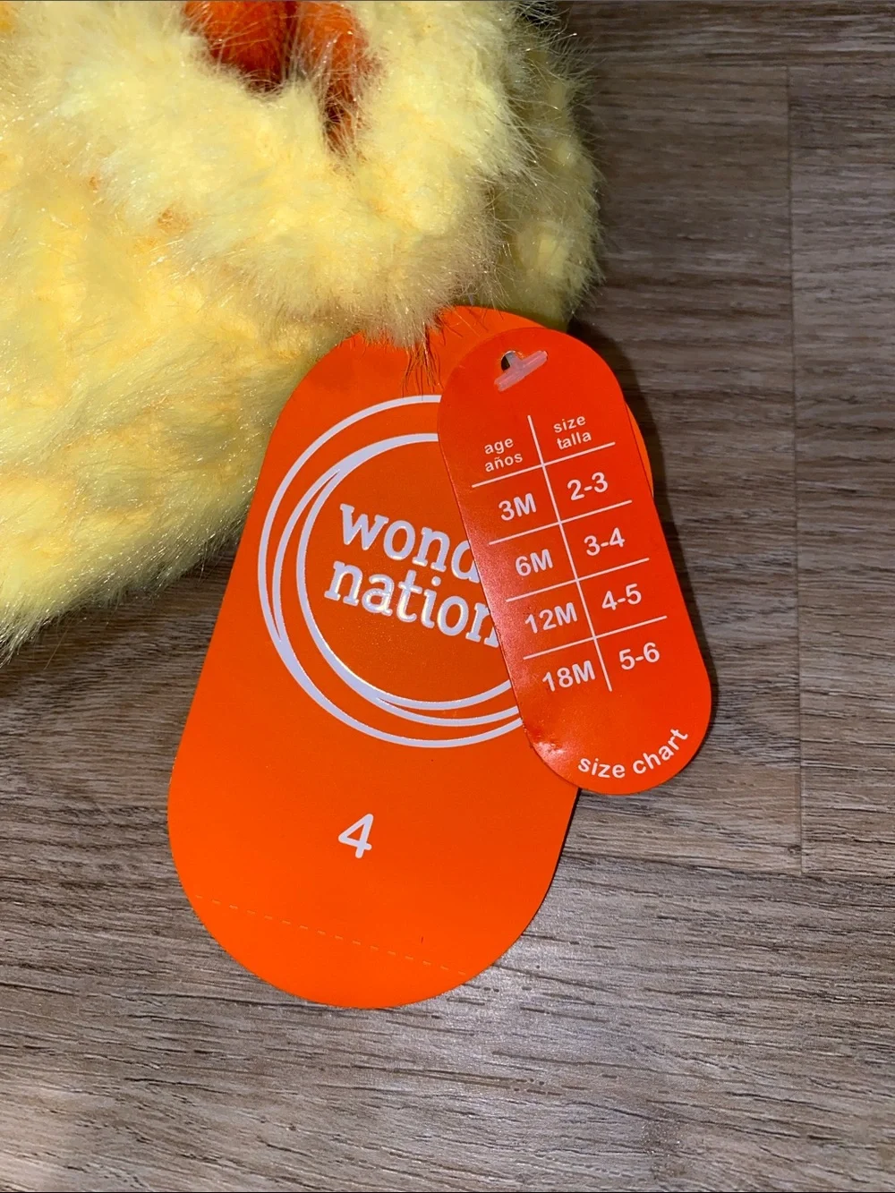 wonder nation Yellow Fuzzy Kids Slippers with Orange Accents